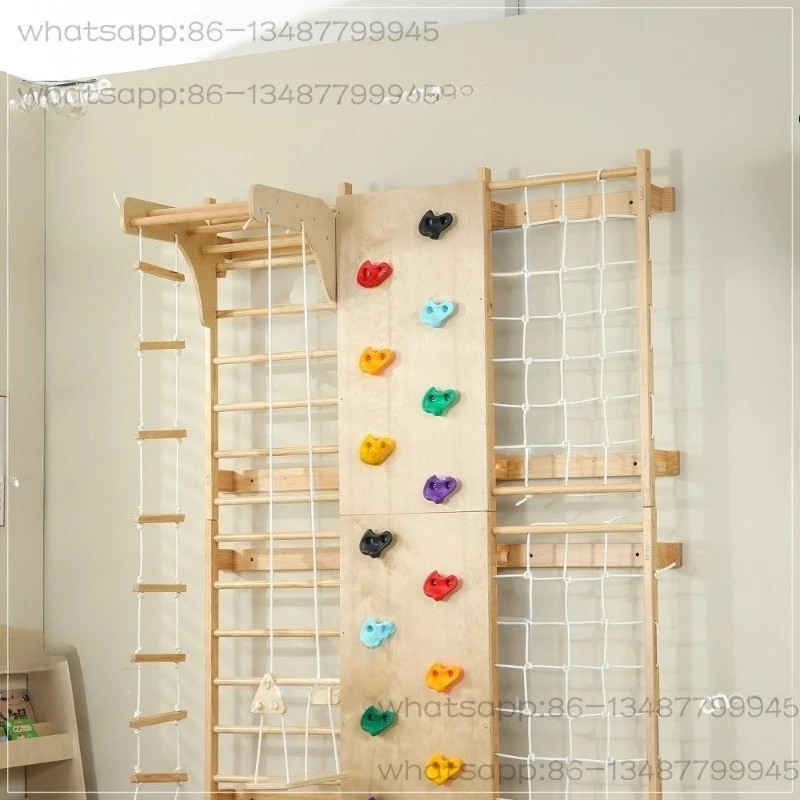 Kids Outdoor Climbing Frame - 在庫あり：子供用クライミングフレーム – 室内外で使用できる、頑丈な木製の壁掛け式モンキーバー