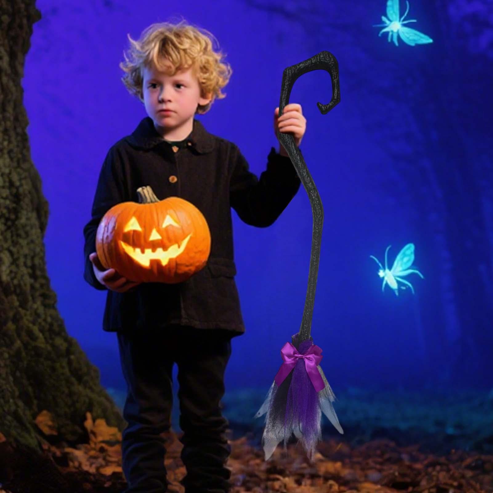 リボン付きの魔女のほうき。ハロウィーンの写真撮影用小道具、子 - Kids Outdoor Broom のレビューと価格
